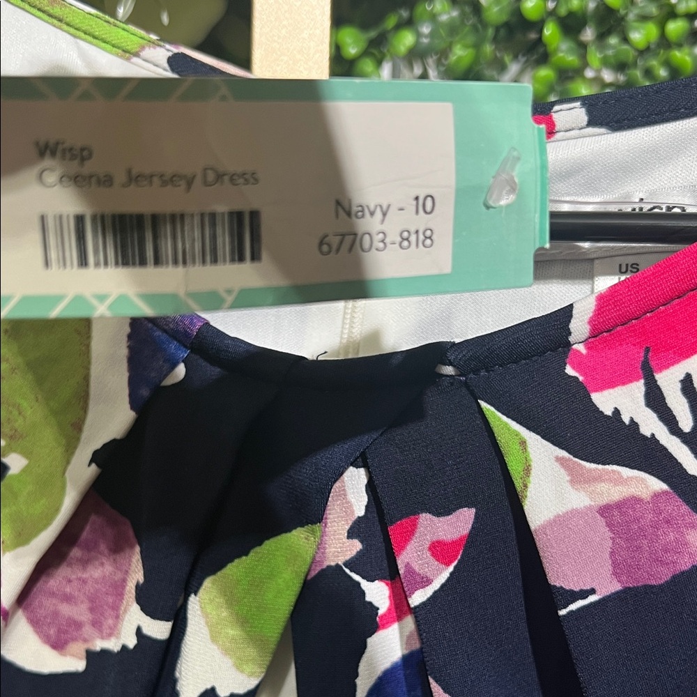 Wisp Ceena Jersey Navy Floral Sleeveless Midi Dress - Multicolor Floral size 10 - Picture 3 of 7